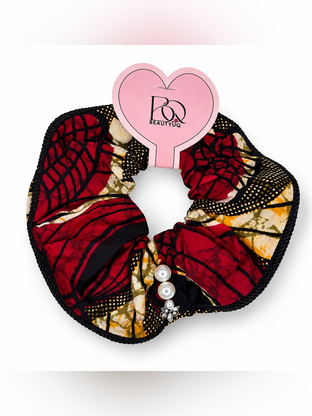 Handmade Red & Black Patterned Scrunchie by